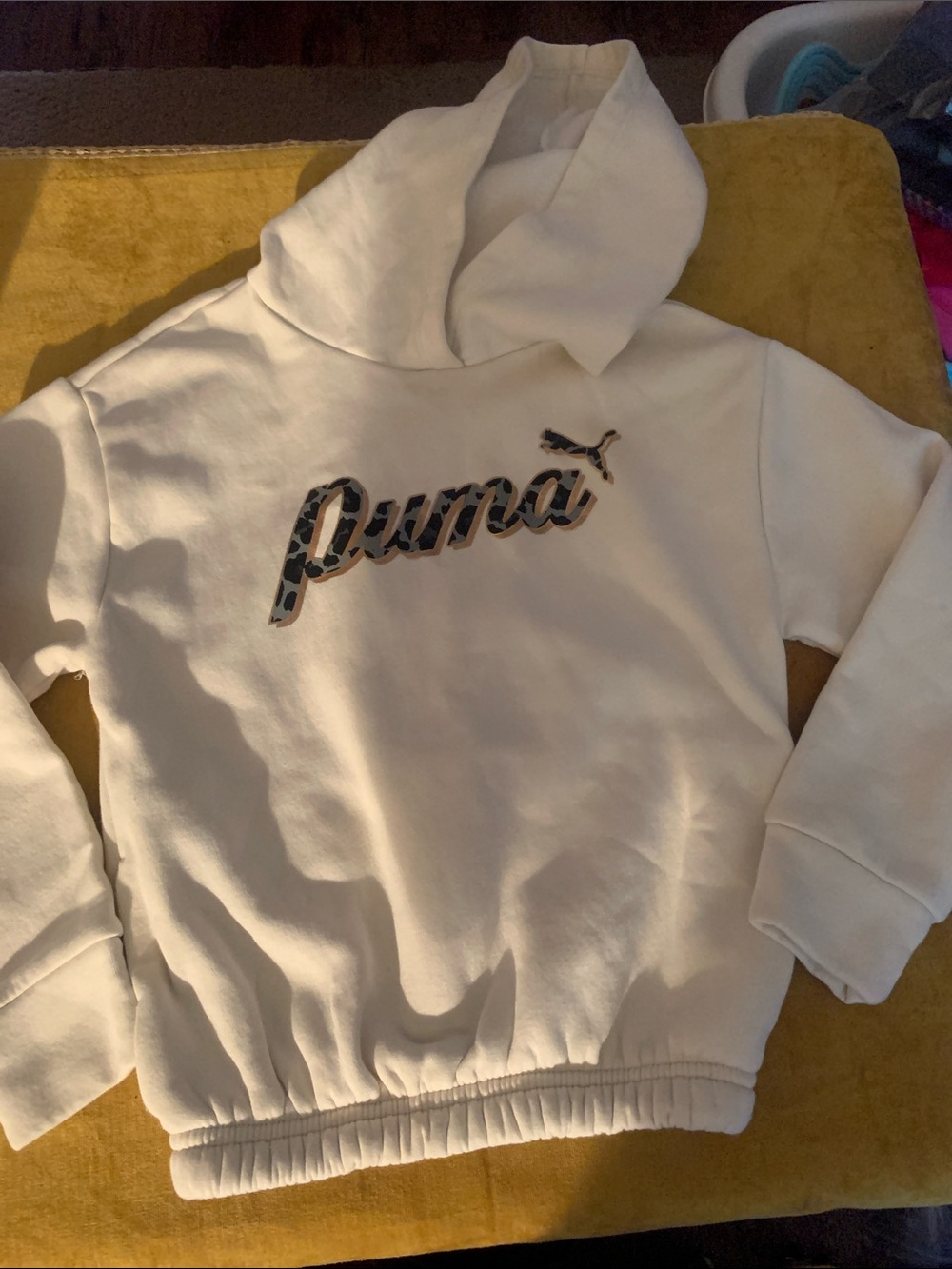 Puma Cream Hoodie with Leopard Logo Accent